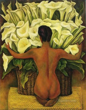 Diego Rivera Painting - desnudo con alcatraces 1944 Diego Rivera